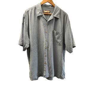 Paradise Blue 100% Silk Hawaiian Aloha Camp Shirt XL – Tropical Short‎ Sleeve